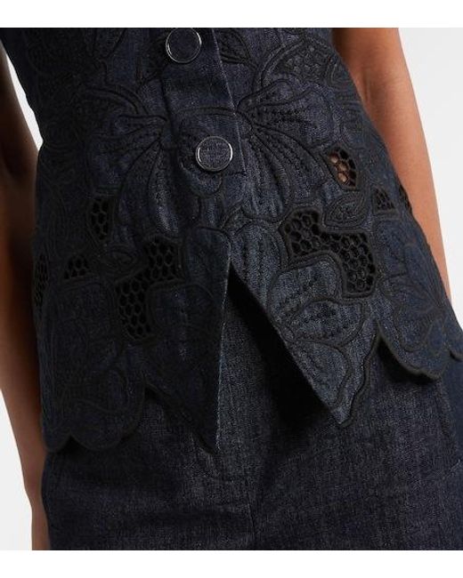 Veronica Beard Blue Cotton Chambray Top