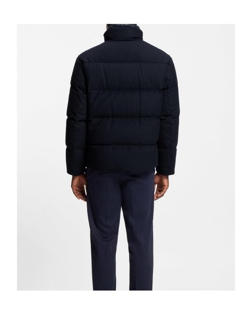 Boss Blue Flannel Jacket With Down Filling for men