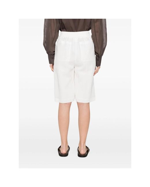 Brunello Cucinelli White Elasticated-Waist Knee-Length Shorts
