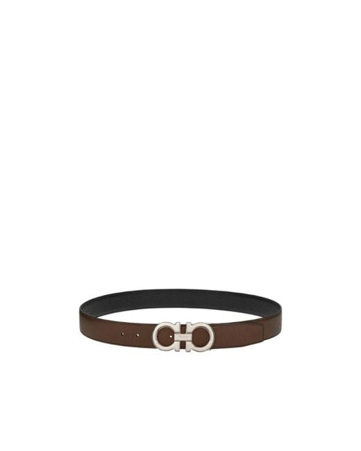Ferragamo White Ferragamo Gancini Buckle Reversible Belt for men