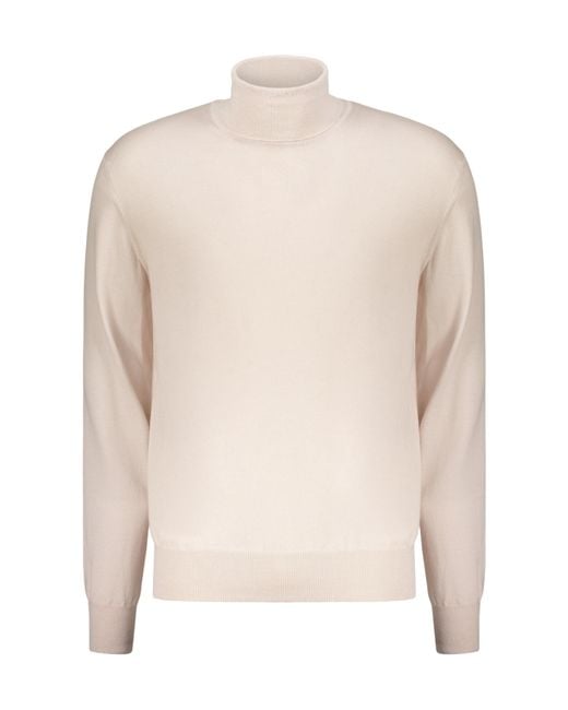 Herno White Ribbed Turtleneck Sweater for men