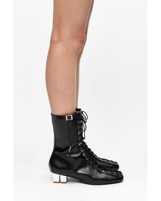Ganni Black Lace-Up Ankle Boots