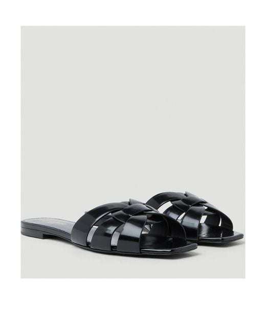 Saint Laurent Black Tribute Flat Sandals