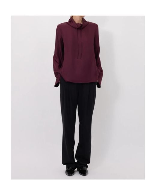 Loulou de Saison Purple Drawstring-Neck Wide-Sleeve Top