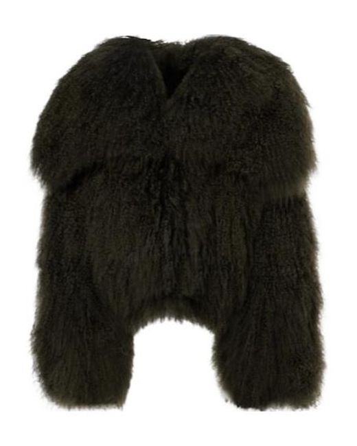 The Attico Black Faux Fur Bomber Jacket