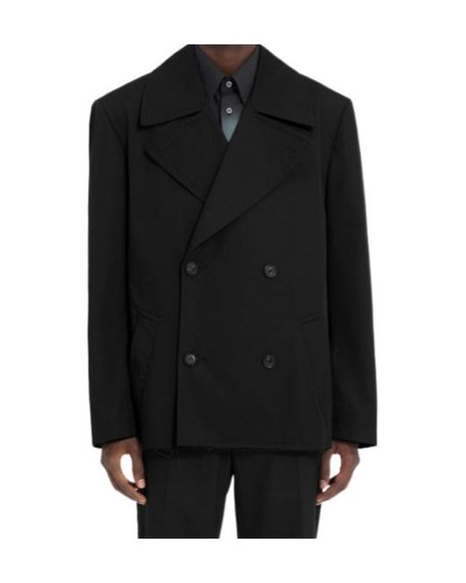 Maison Margiela Black Buttoned Belted Trench Coat for men