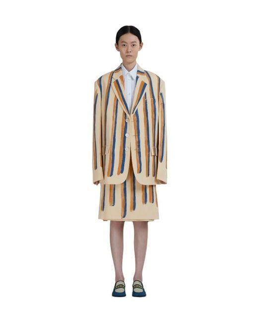 Marni White Waterfall Stripe Printed Blazer