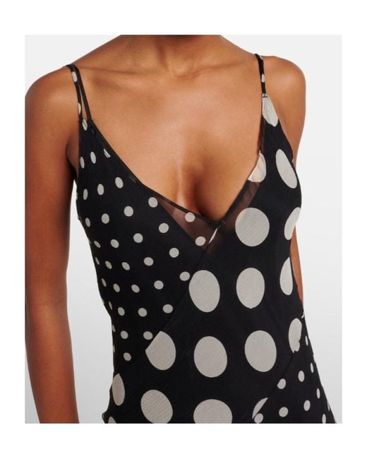 Nina Ricci Black Polka-Dot Silk Maxi Dress