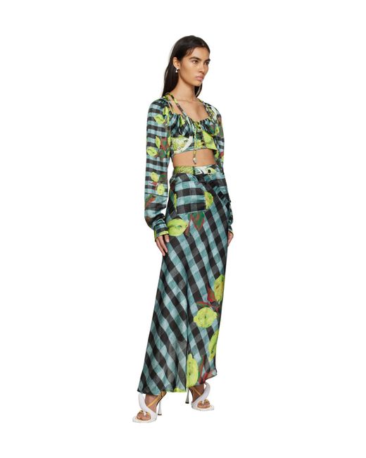 OTTOLINGER Green Lemon Check Pattern Blouse