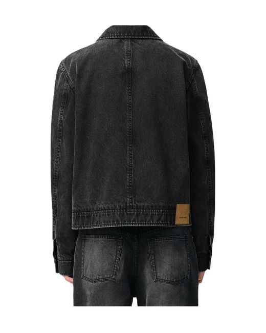 AMI Black Ami Zip-Up Denim Jacket for men