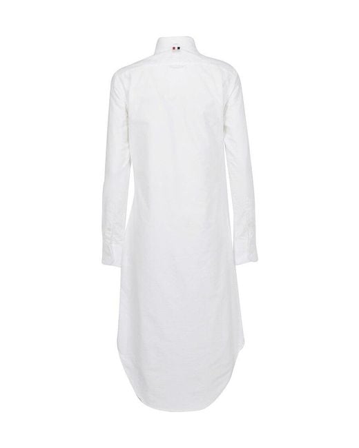 Thom Browne White Long-Sleeve Shirt Dress