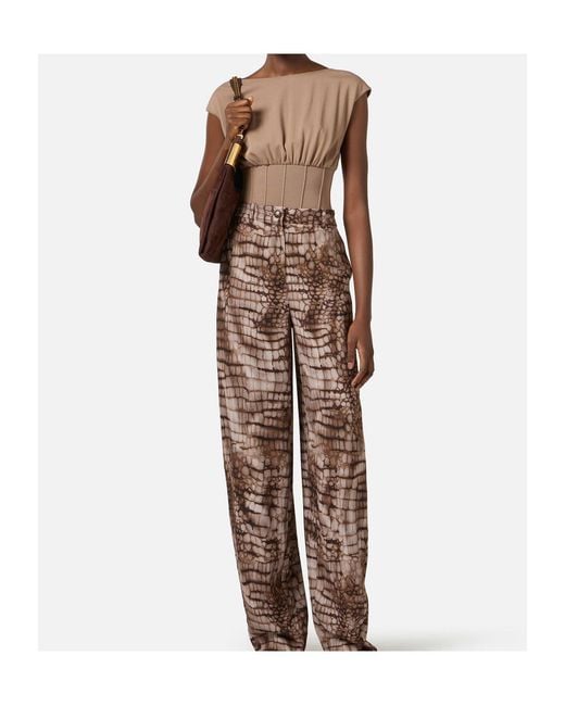 Elisabetta Franchi Brown Crewneck Knit Bodysuit