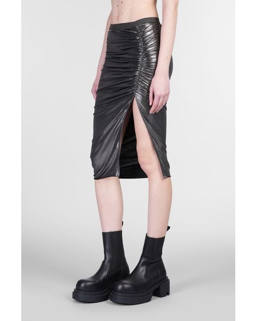 Rick Owens Black Slit Detailed Ruched Skirt