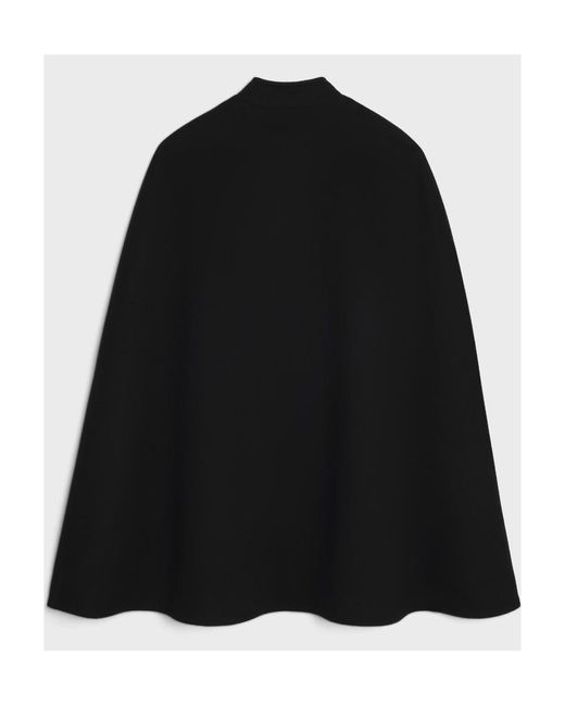 ポンチョ・ケープ CELINE OFFICER CAPE IN WOOL AND CASHMERE CLOTH2M18B375S38NO Celine Officer Cape in Black | Lyst