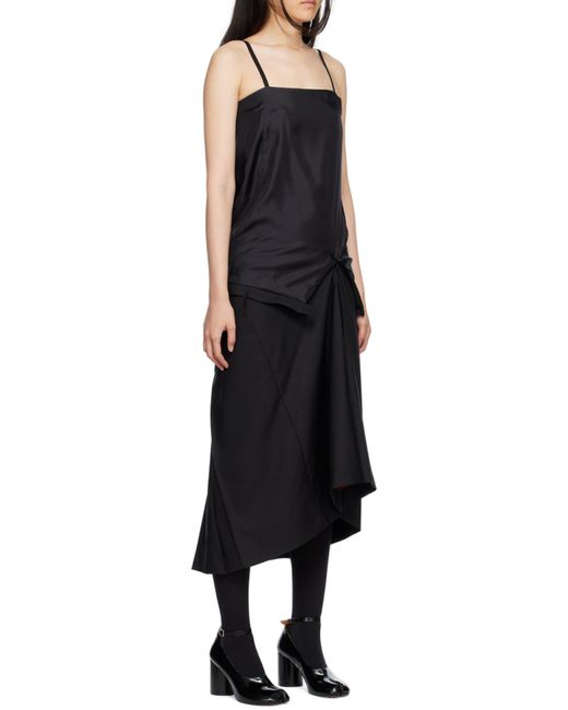 Maison Margiela Black Panelled Midi Strap Dress
