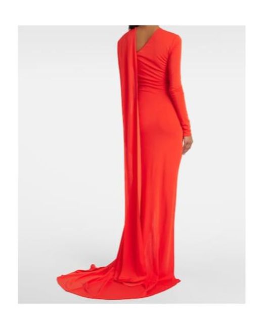 David Koma Red Asymmetric Gown