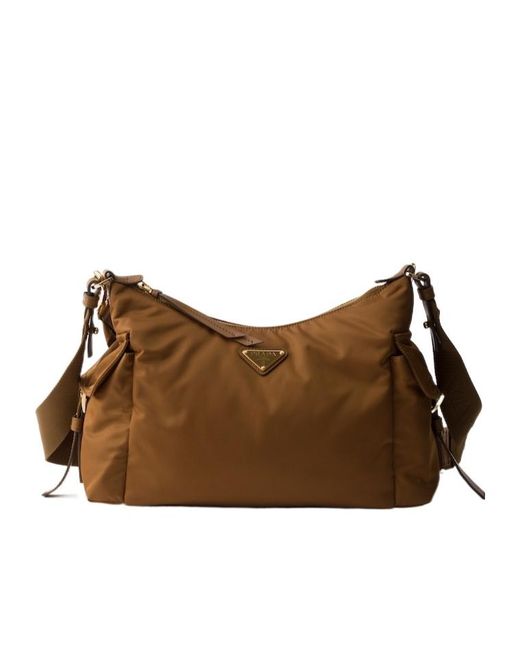Prada Brown Explore Large Re-Nylon And Leather Bag
