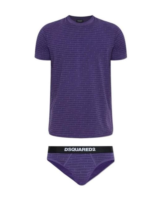 DSquared² Blue Short-Sleeve T-Shirt And Briefs Set for men