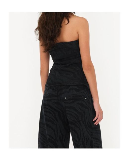 ROTATE BIRGER CHRISTENSEN Black Zebra Denim Top