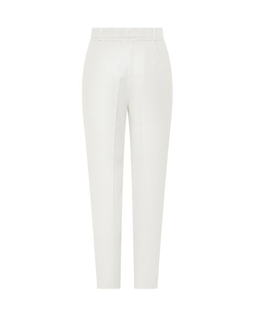 Max Mara White Straight Flat Front Pants