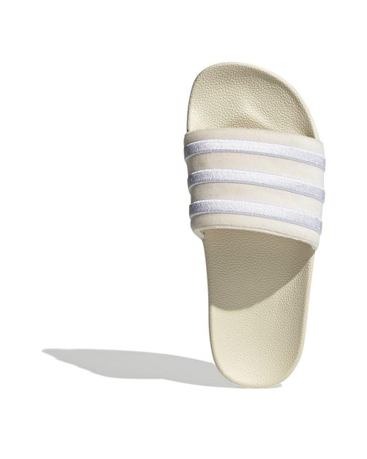 Adidas Originals White Striped Slippers