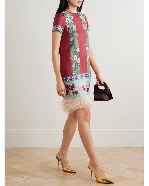 LaDoubleJ Red Floral Fringed Swing Dress