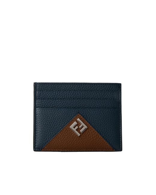 Fendi Blue Leather Card Holder for men