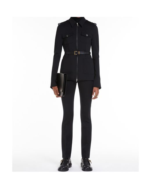 Sportmax Black Slim-Fit Straight Leg Trousers