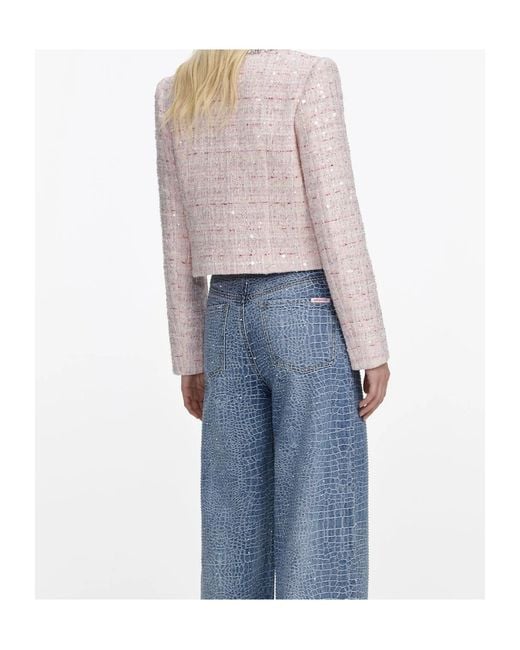 Self-Portrait Blue Sequin Embellished Boucle Jacket