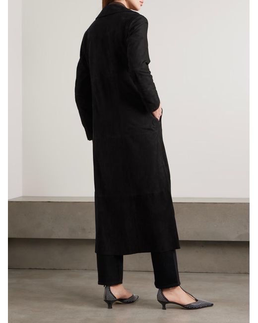 Rixo Black Astraea Patchwork Suede Coat