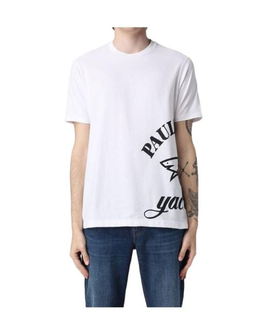 Paul & Shark White T-Shirt With Round Neck And Short Sleeves for men