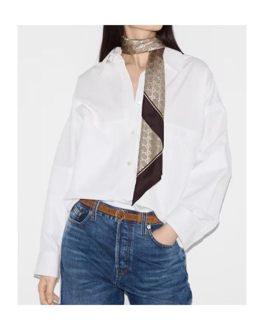 Gucci Gray Gg Carré Scarf