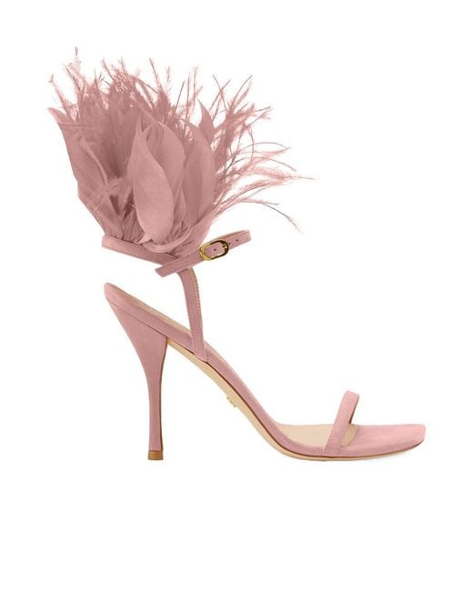 Stuart Weitzman Pink Feather High-Heeled Sandals