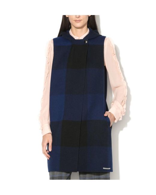Sportmax Blue Wool Checkered Vest