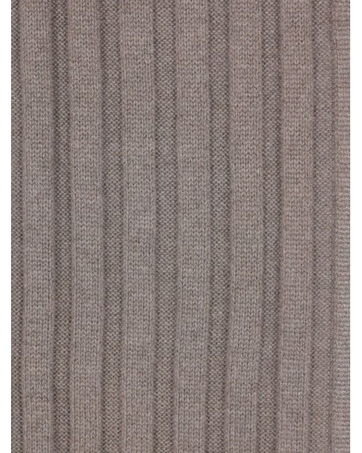 Brunello Cucinelli Gray Ribbed Knitted Scarf for men