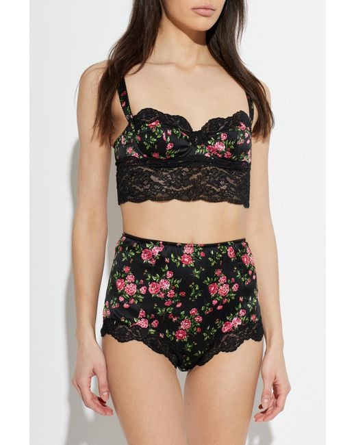 Dolce & Gabbana Red Floral Lace High-Waist Briefs