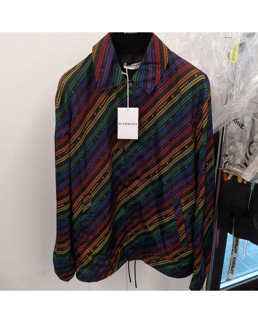Givenchy Blue Chain-Print Buttoned Jacket for men