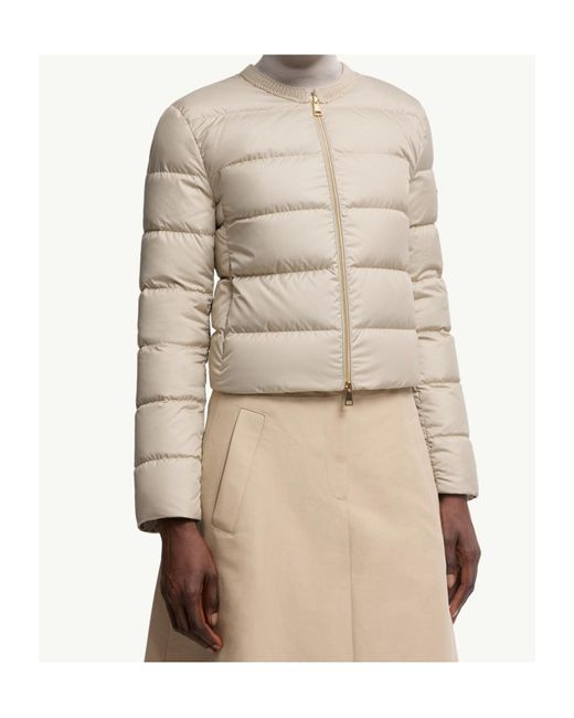 Moncler Natural Logo Patch Zip-Up Jacket