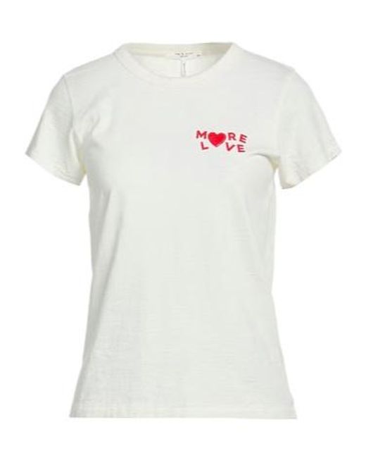 Rag & Bone White Solid Color Printed Short-Sleeve T-Shirt