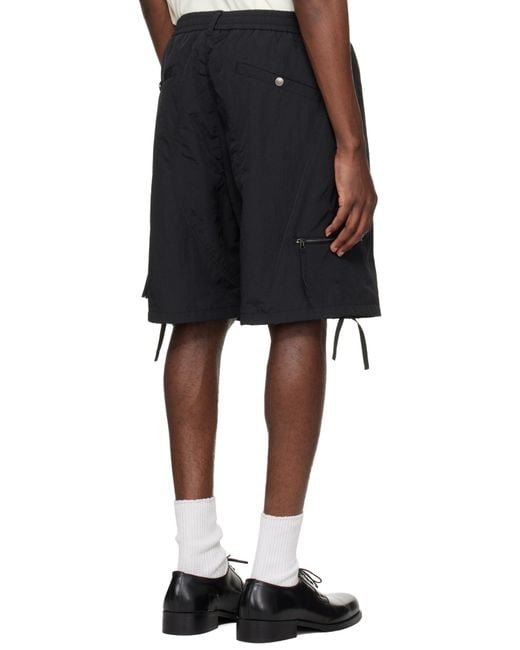 Wooyoungmi Black Drawstring Cargo Shorts for men