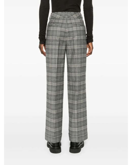 Peserico Gray Tartan-Check Trousers