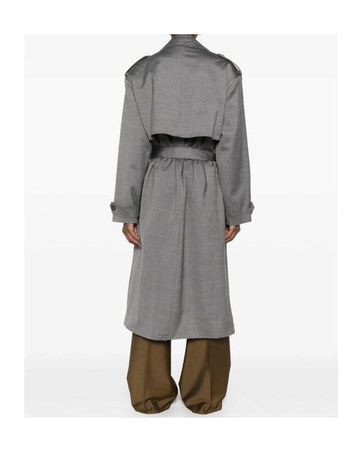 Frankie Shop Gray Double-Breasted Trench Coat
