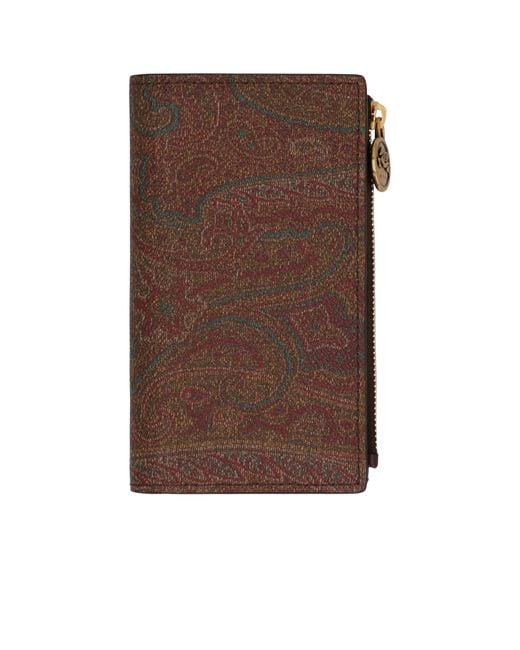 Etro Brown Paisley Zipped Wallet