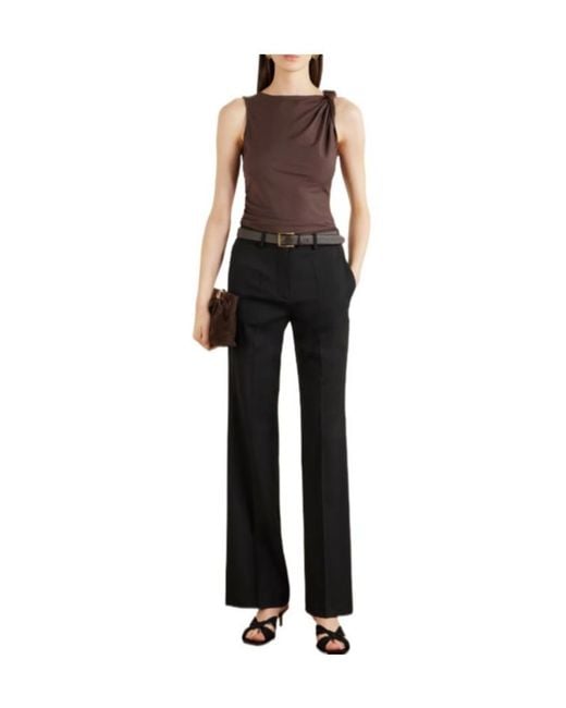 Veronica Beard Brown Twisted Lyocell-Blend Jersey Top