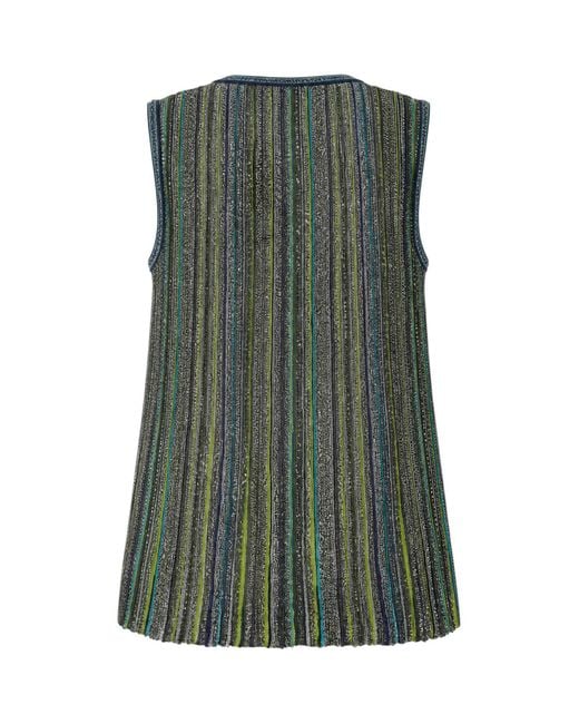 Missoni Green Sleveless Striped Tank Top