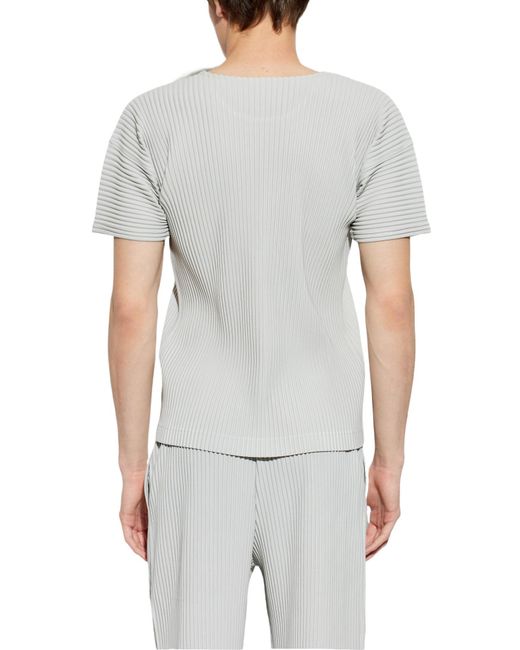 Homme Plissé Issey Miyake White Pleated T-Shirt for men
