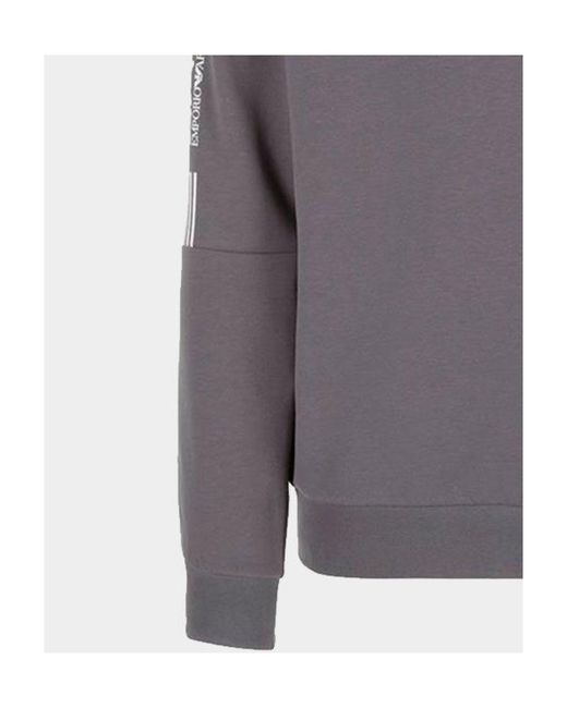 EA7 Gray Logo Round-Neck Sweater for men