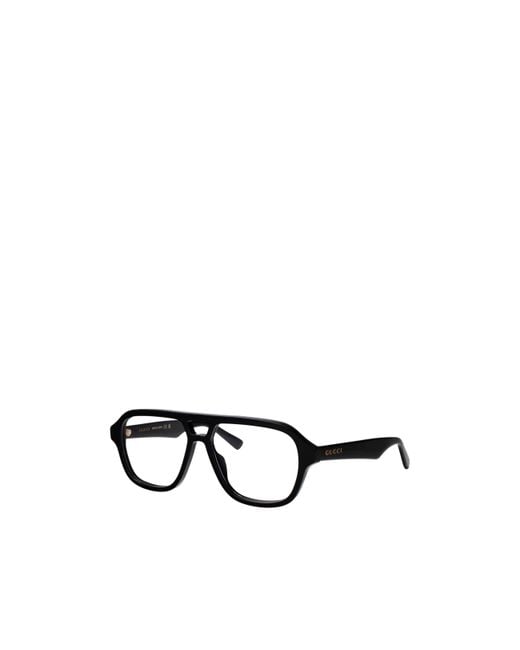 Gucci White Eyewear Pilot Frame Glasses for men