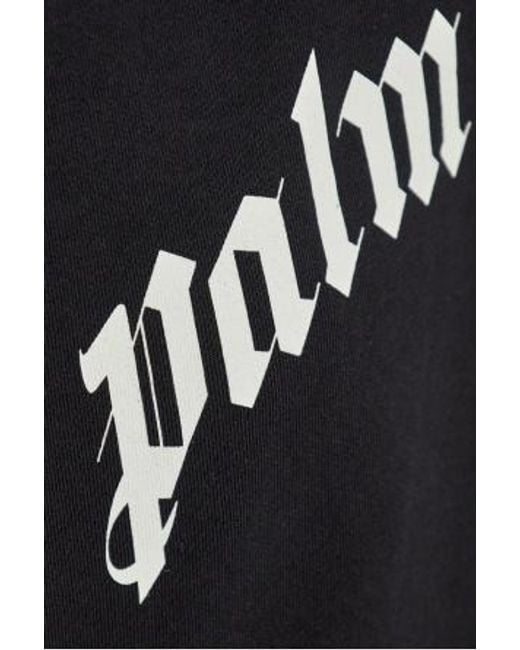 Palm Angels Black Stripe-Detail Logo-Print Hoodie