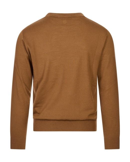 Canali Brown Long-Sleeved Knitted Pullover for men